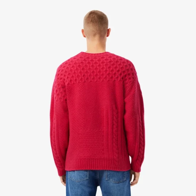 Men’s Relaxed Fit Patchwork Effect Wool Sweater