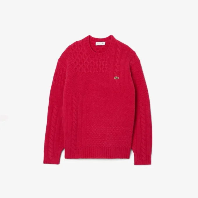 Men’s Relaxed Fit Patchwork Effect Wool Sweater