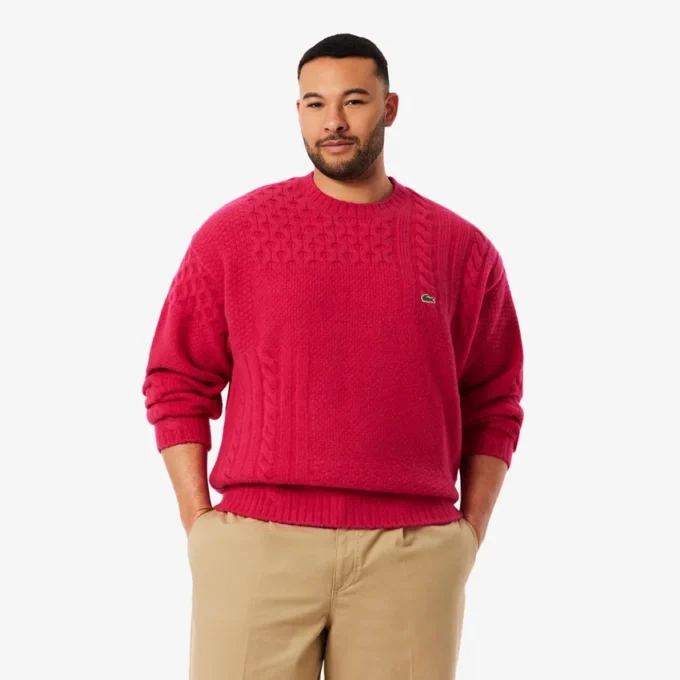 Men’s Relaxed Fit Patchwork Effect Wool Sweater