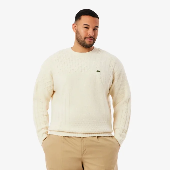 Men’s Relaxed Fit Patchwork Effect Wool Sweater
