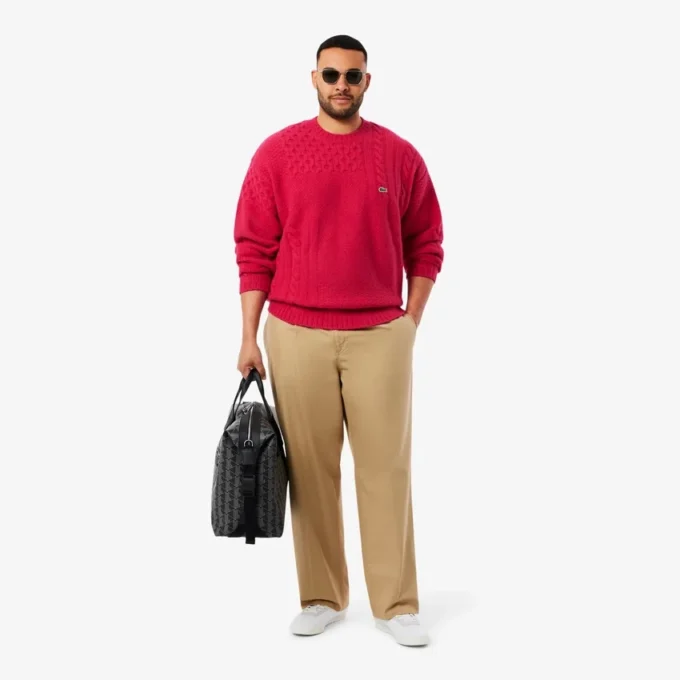 Men’s Relaxed Fit Patchwork Effect Wool Sweater