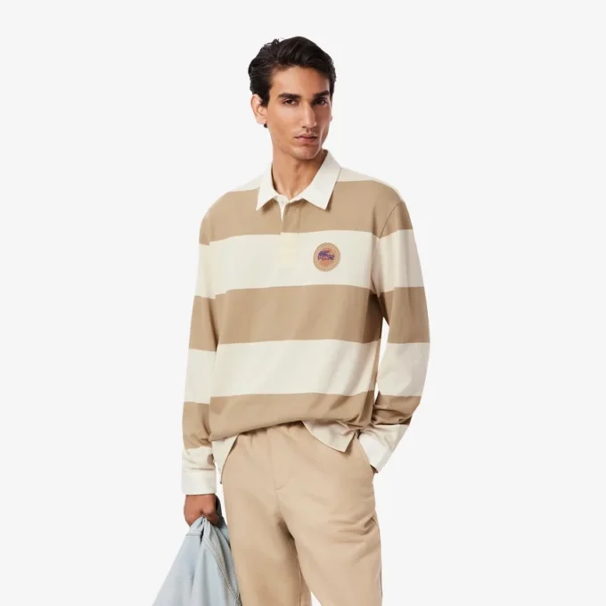 Men’s Relaxed Fit Striped Rugby Polo
