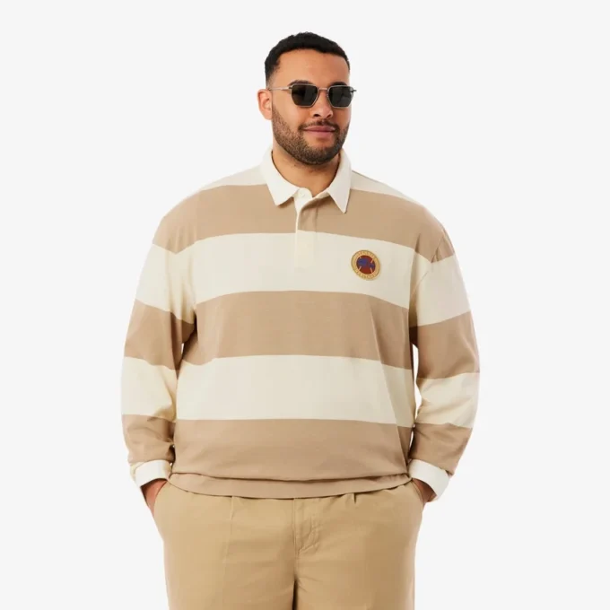 Men’s Relaxed Fit Striped Rugby Polo