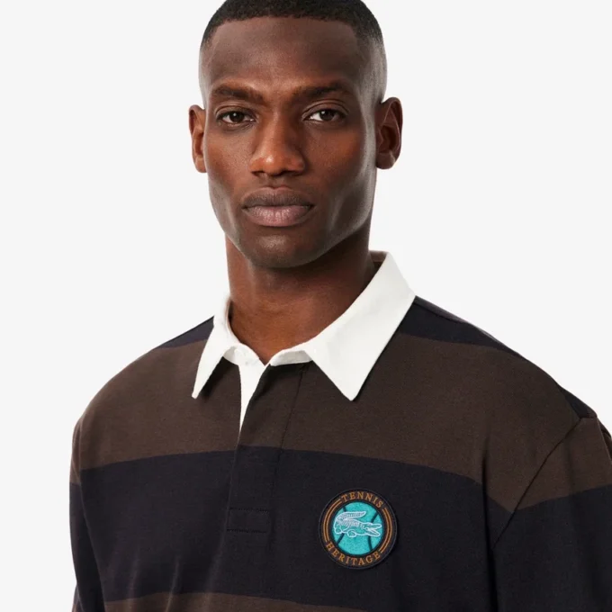Men’s Relaxed Fit Striped Rugby Polo
