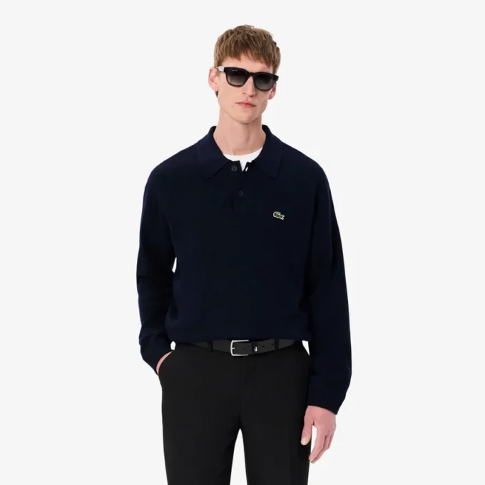Men’s Relaxed Fit Wool Polo Sweater