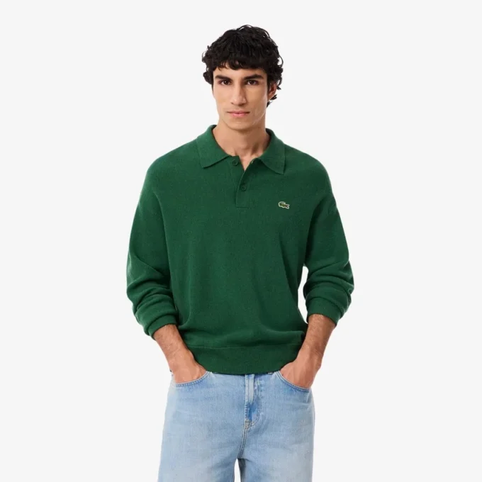 Men’s Relaxed Fit Wool Polo Sweater