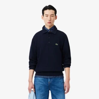Men’s Ribbed Cotton Polo Collar Sweatshirt