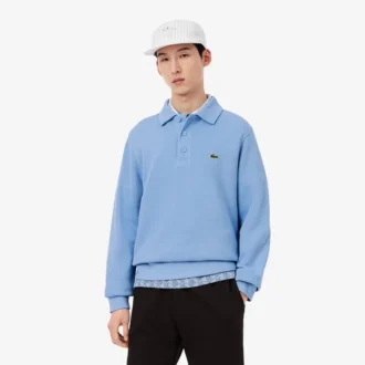 Men’s Ribbed Cotton Polo Collar Sweatshirt