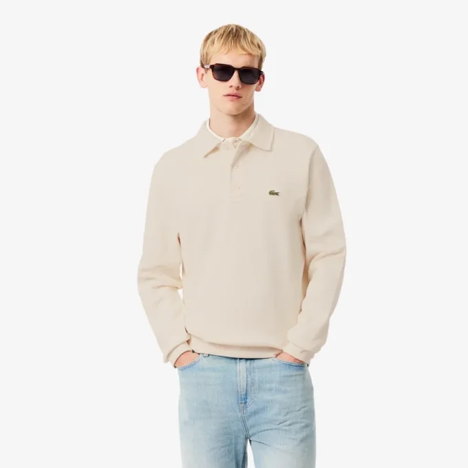 Men’s Ribbed Cotton Polo Collar Sweatshirt
