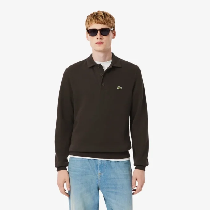 Men’s Ribbed Cotton Polo Collar Sweatshirt