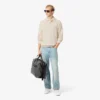 Men’s Ribbed Cotton Polo Collar Sweatshirt