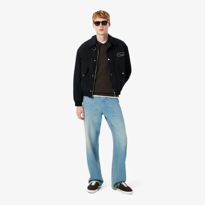 Men’s Ribbed Cotton Polo Collar Sweatshirt
