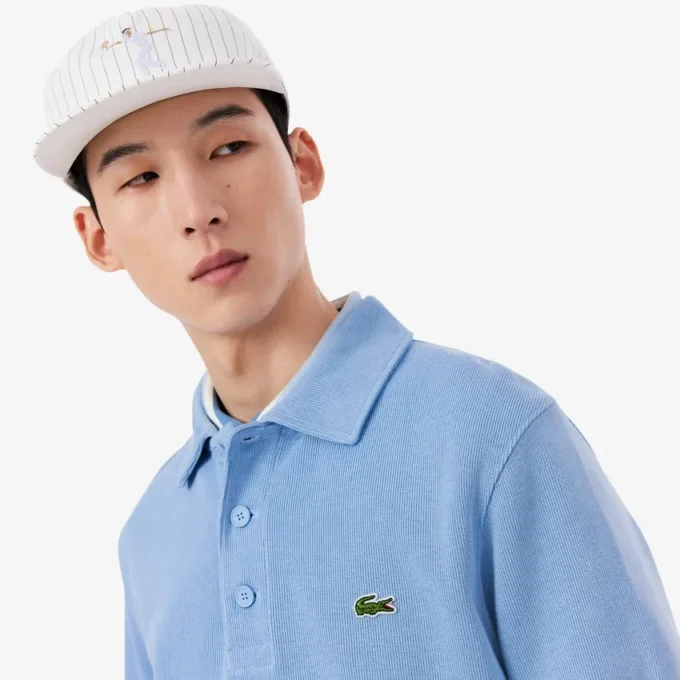 Men’s Ribbed Cotton Polo Collar Sweatshirt
