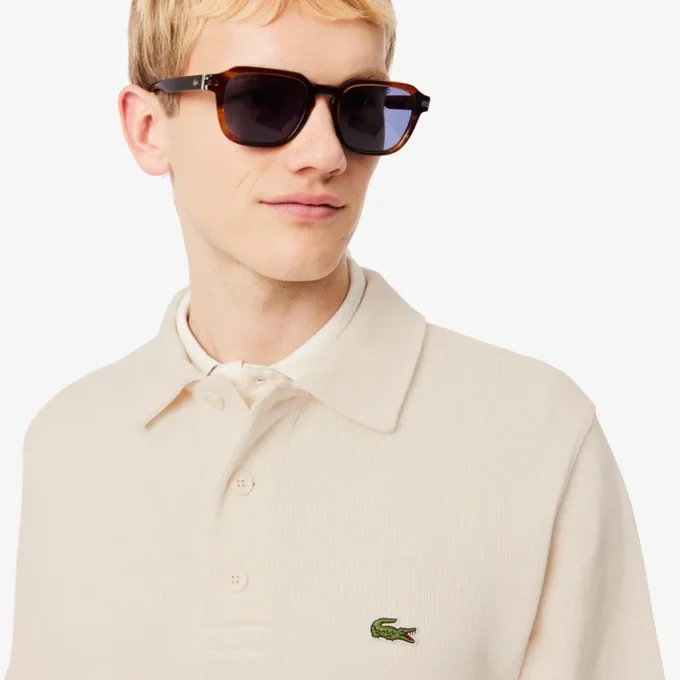 Men’s Ribbed Cotton Polo Collar Sweatshirt