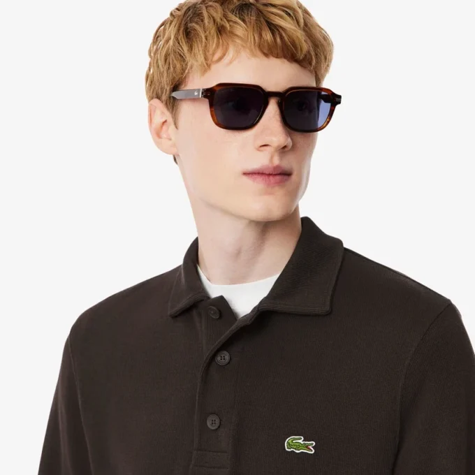 Men’s Ribbed Cotton Polo Collar Sweatshirt