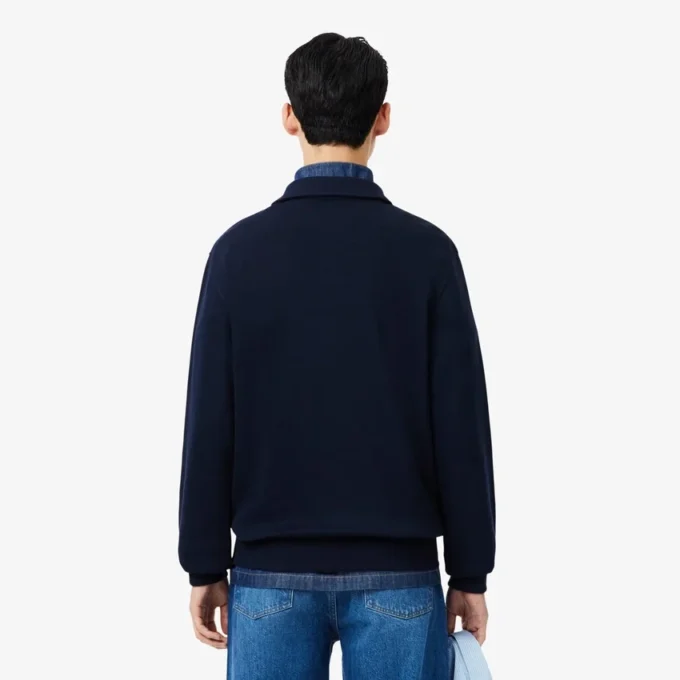 Men’s Ribbed Cotton Polo Collar Sweatshirt