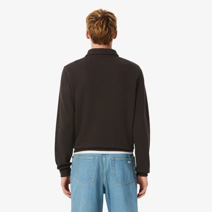 Men’s Ribbed Cotton Polo Collar Sweatshirt