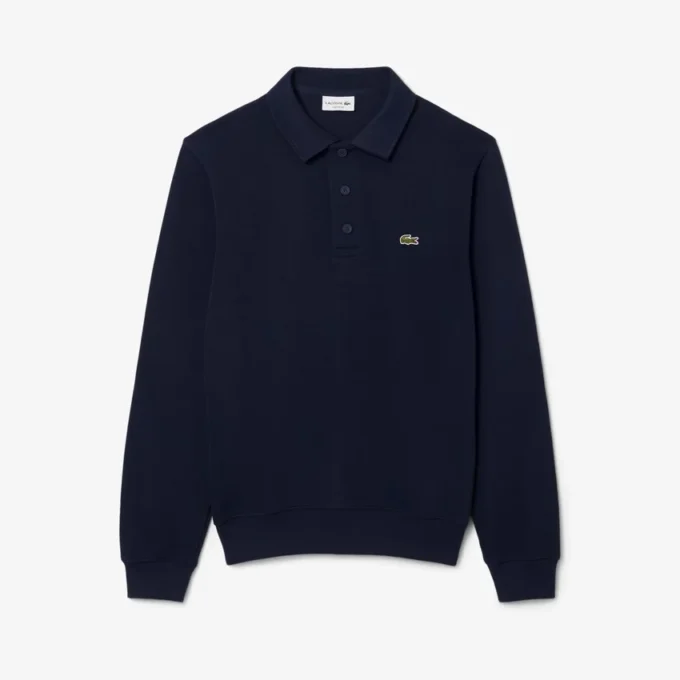 Men’s Ribbed Cotton Polo Collar Sweatshirt
