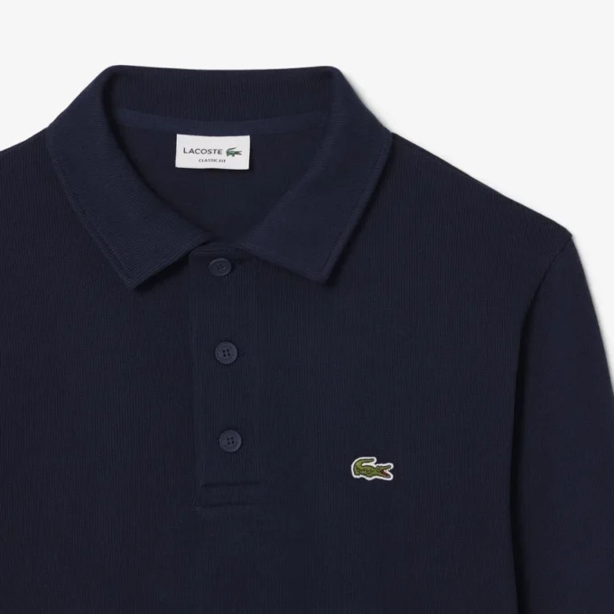 Men’s Ribbed Cotton Polo Collar Sweatshirt