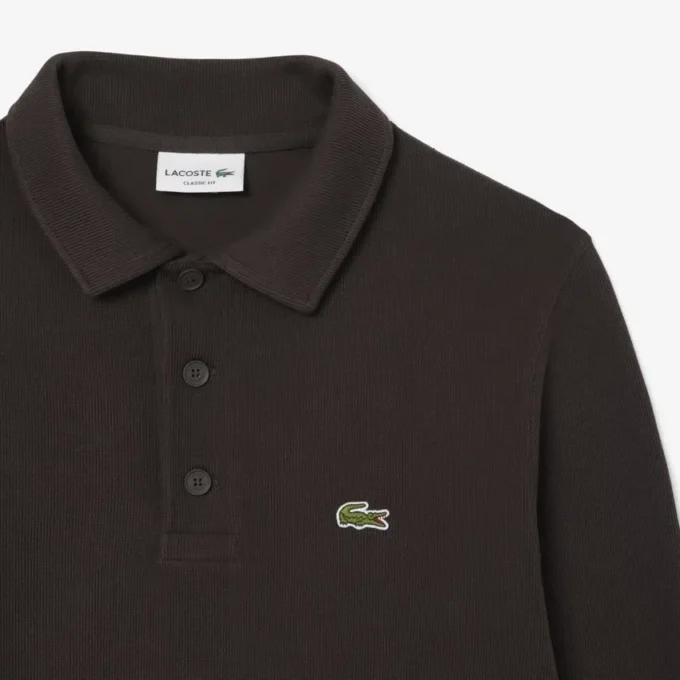 Men’s Ribbed Cotton Polo Collar Sweatshirt