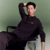 Men’s Ribbed Cotton Polo Collar Sweatshirt