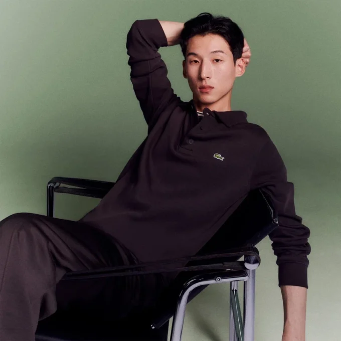 Men’s Ribbed Cotton Polo Collar Sweatshirt