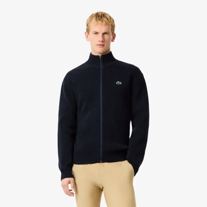 Men’s Ribbed Knit Zip-Up Golf Sweater