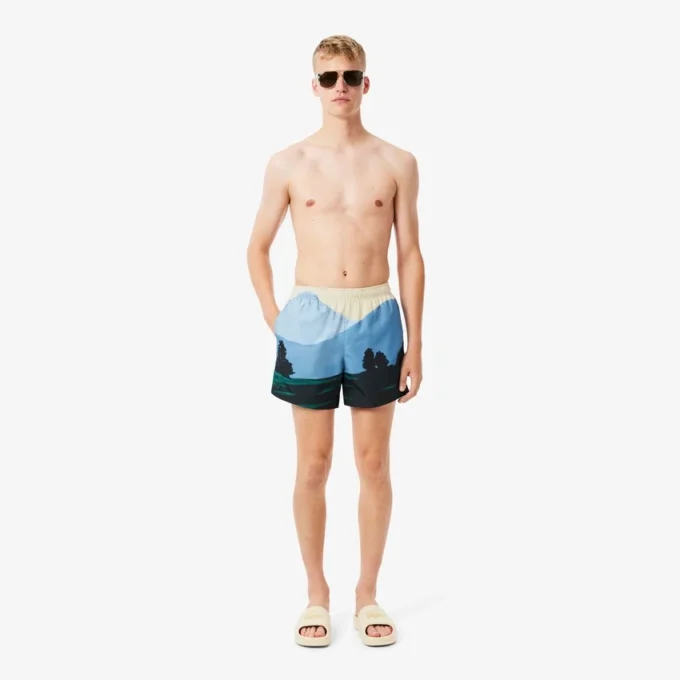 Men’s Short Landscape Print Swim Trunks