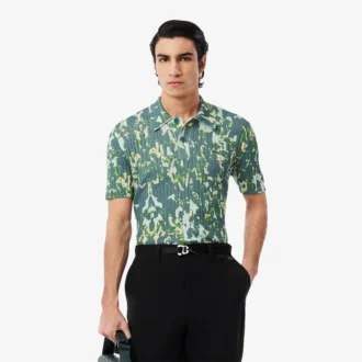 Men’s Short Sleeve Graphic Print Polo Collar Sweater