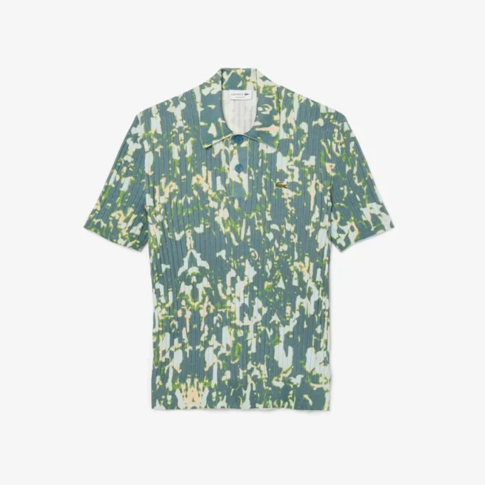 Men’s Short Sleeve Graphic Print Polo Collar Sweater