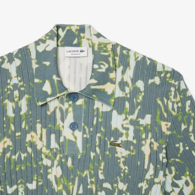 Men’s Short Sleeve Graphic Print Polo Collar Sweater