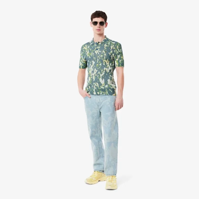 Men’s Straight Cut Print Motif Denim Jeans