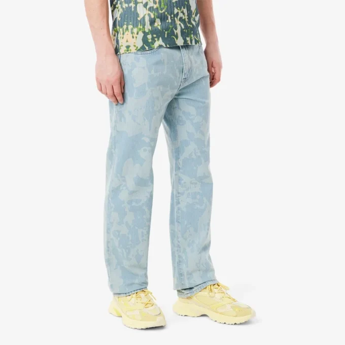 Men’s Straight Cut Print Motif Denim Jeans