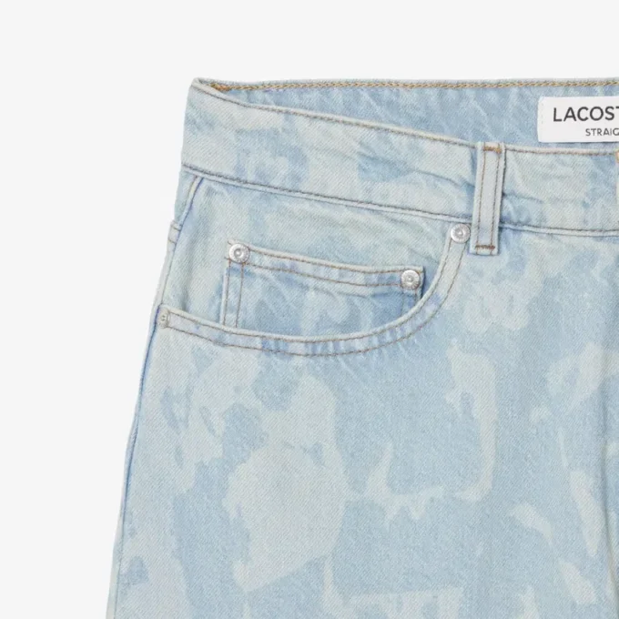 Men’s Straight Cut Print Motif Denim Jeans
