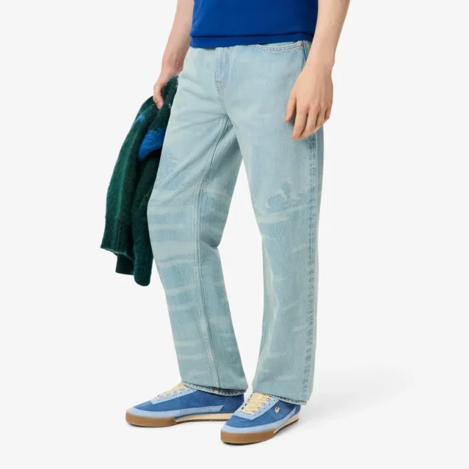 Men’s Straight Fit Landscape Motif Denim Jeans