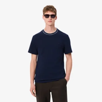 Men’s Stretch Piqua Striped Collar T-Shirt