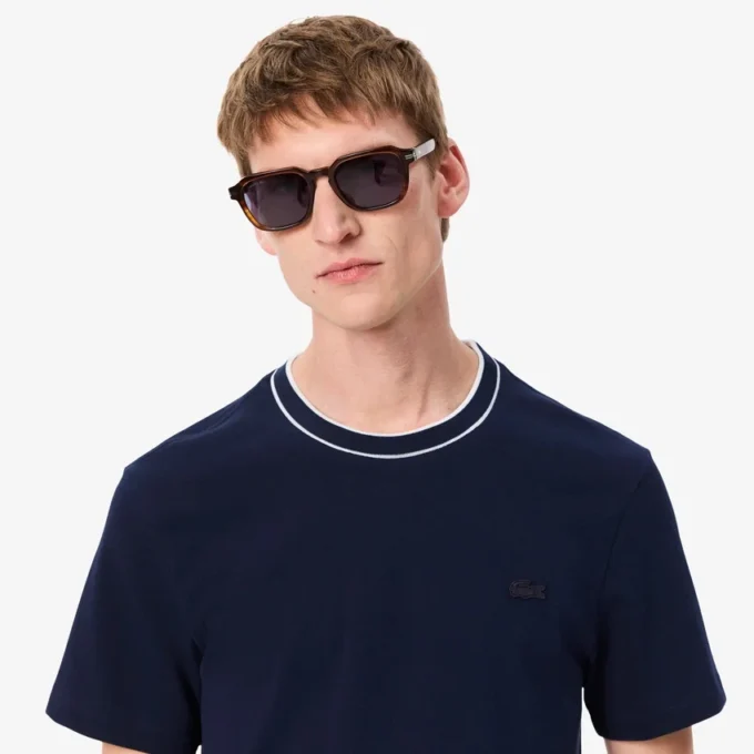 Men’s Stretch Piqua Striped Collar T-Shirt