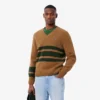 Men’s Striped Wool V-Neck Sweater