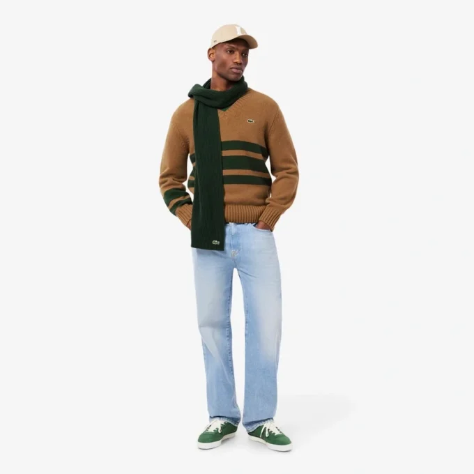 Men’s Striped Wool V-Neck Sweater