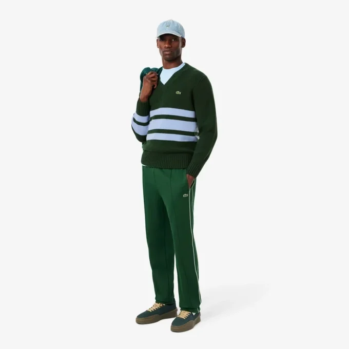 Men’s Striped Wool V-Neck Sweater
