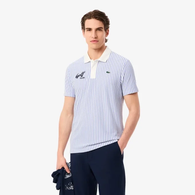 Men’s Thermo-Regulating Striped Golf Polo
