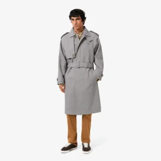 Men’s Water-Repellent Plaid Trench Coat