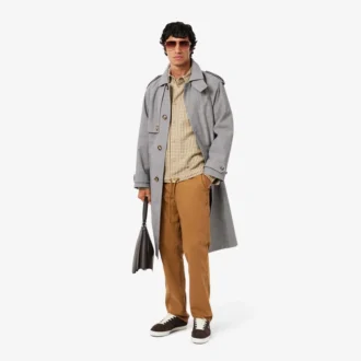 Men’s Water-Repellent Plaid Trench Coat
