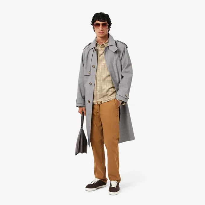 Men’s Water-Repellent Plaid Trench Coat