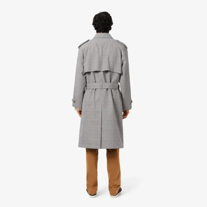 Men’s Water-Repellent Plaid Trench Coat