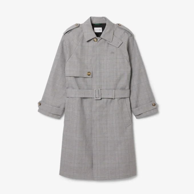 Men’s Water-Repellent Plaid Trench Coat