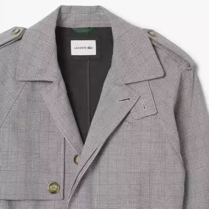 Men’s Water-Repellent Plaid Trench Coat