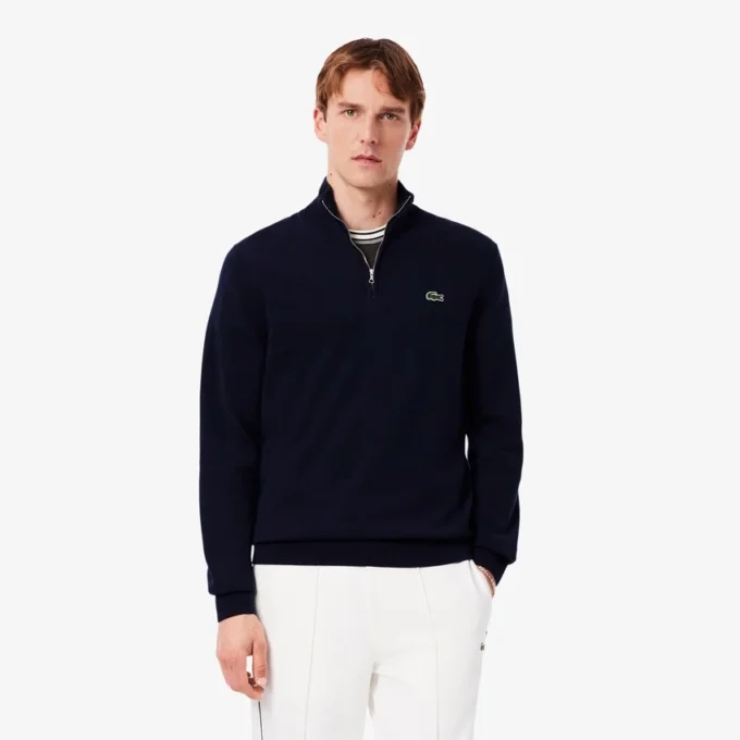 Men’s Zip-Up High-Neck Cotton Sweater