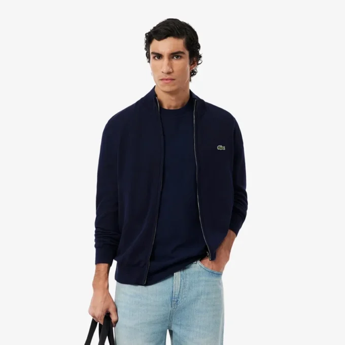 Men’s Zip-Up High-Neck Cotton Sweater