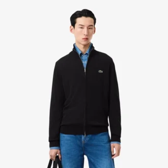 Men’s Zip-Up High-Neck Cotton Sweater